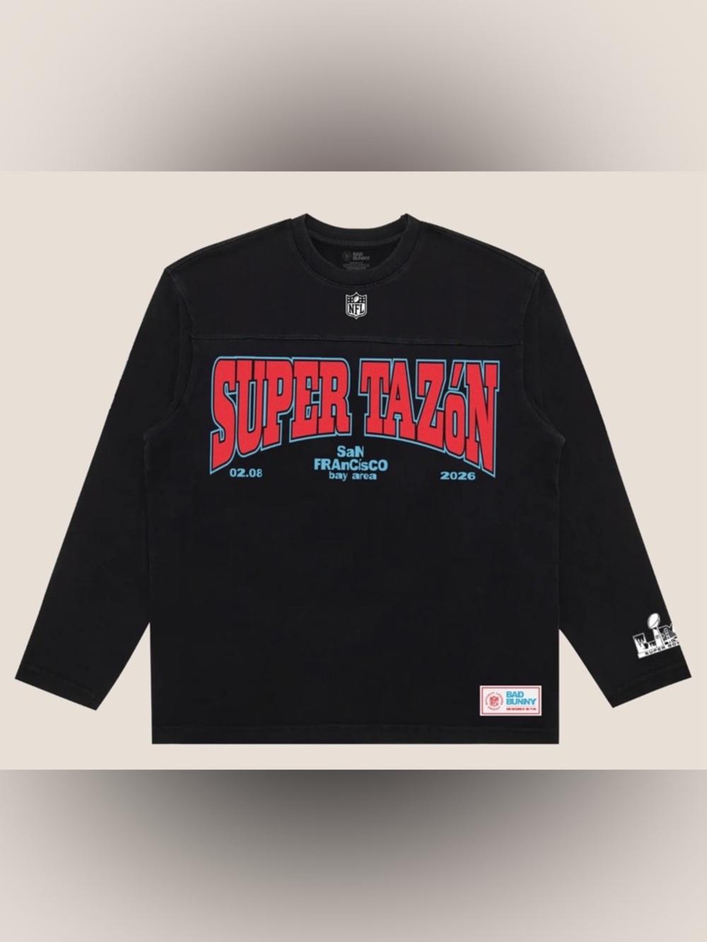 NFL Brand New- Bad Bunny X Super Tazón Black Long-Sleeve Tee